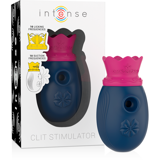 INTENSE - ESTIMULADOR DE CLITÓRIS 10 MODOS DE SUCÇÃO E LAMBER - AZUL