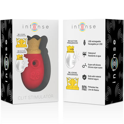 INTENSE - ESTIMULADOR DE CLITÓRIS 10 MODOS DE SUCÇÃO E LAMBER - VERMELHO